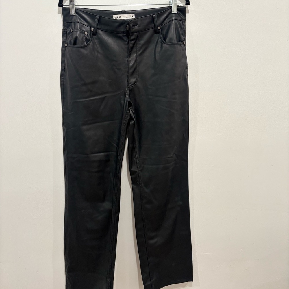 Zara Jet Black Vegan Leather Trousers